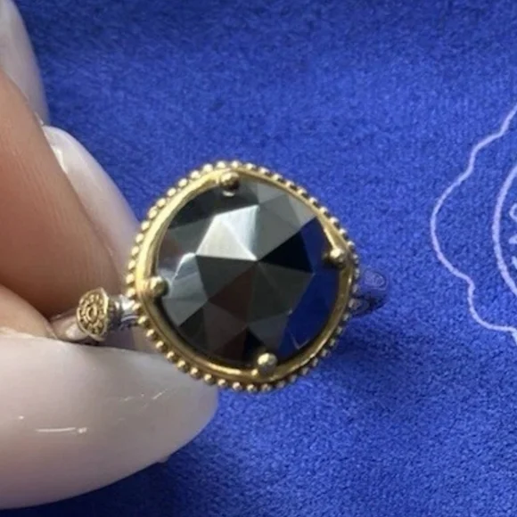 TACORI Sterling Silver and 18kt Gold Simply Gem Ring Hematite Gemstone Size 7 - Picture 2 of 3